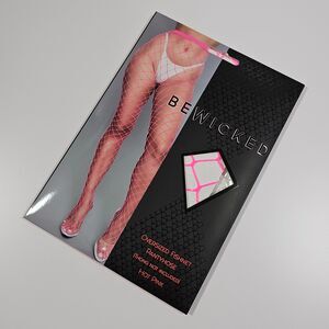Be Wicked Hot Pink High Waisted Fishnet Tights Pantyhose